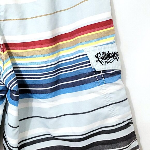 Billabong Men Hecho De Board Short Sz 36 Multicolor Stripe Cargo Swim Trunks Y2K - Picture 6 of 16
